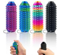 Little Pain Ouchies Fidget (4PCS), With Clicker Button & Spinner Pain Stim Fidget Sensory Toy for Adults & Teens. 3D Printed Spin Spiky Grippie Keychain for Stress Relief & Focus Novelty Gifts (Laser)