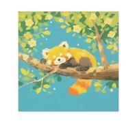 Little Panda in The Tree Canvas Poster Wall Art Decor Print Picture Paintings for Living Room Bedroom Decoration 24x24inch(60x60cm)