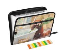 Little Panda Red Shower Organizer Folder 13 Pockets A4 Letter Size with Zipper Closure for Document Storage Paper File Organizer expando