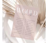 Little Party Company Hen Party Accessories - Blush Pink Design - Elegant Classy Games (x10 Would She Rather Cards) (HBPV)