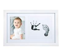 Little Pear Baby Handprint & Footprint Frame, Gender-Neutral Baby Prints Frame, Clean Touch Ink Pad Included, White