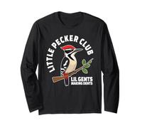 Little Pecker Club Lil Gents Making Dents | Cute Woodpecker Long Sleeve T-Shirt