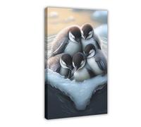Little Penguin in The Ice Canvas Poster Bedroom Decor Landscape Gift 08x12inch(20x30cm)
