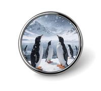 Little Penguin in The Snow Button Pin Round Metal Lapel Pins Badges Classic Cute Brooche Pin Personalized Pinback Button Badges Novelty Funny Enamel Pins for Backpacks Jackets Bags