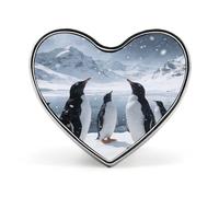 Little Penguin in The Snow Lapel Pin Elegant Heart Shape Brooch Badge Funny Personalized Pinback Button Badge Fashion Cute Heart Brooch Pins for Bag Jacket Clothes Accessories