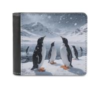 Little Penguin in The Snow Leather Wallet for Men Bifold Wallet Stylish Slim Front Pocket Wallets Credit Card Holder Cash Purse