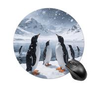 Little Penguin in The Snow Mouse Pad Portable Round Gaming Mouse Pad Cute Small Computer Mouse Mat Decoration Non-Slip Gaming Mousepad for Home Office Work 7.8 X 7.8 Inch