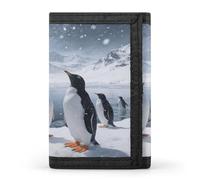 Little Penguin in The Snow Wallet for Men Women Stylish Trifold Wallet Slim Minimalist Front Pocket Outdoor Sports Wallets Cards Purse