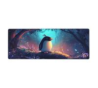 Little Penguins In The Flower Bedfloral Print Mousepad Laptop Keyboard Mat Large Mouse Pad With Stitched Edges Long Non-Slip Rubber Base Spring Desk Pad For Office Home Desk Decor, 31.5" X 11.8"