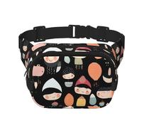 Little people image drawing Pattern trendy fashionable waist bag, unisex travel sports messenger bag