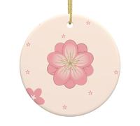 Little Pink Cherry Blossoms 2.9-inch Diameter Round Christmas Pendant with a Printed Pattern Perfect for Holiday Decorations
