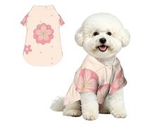 Little pink cherry blossoms Breathable Hawaiian Dog Shirt Summer Button Up Top for Small Medium Dogs XL