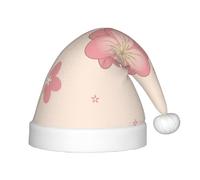Little pink cherry blossoms Christmas Hat, Unisex Plush Classic Santa Claus Hat/Soft Comfortable, for New Year Festive Party Supplies