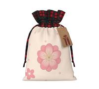 Little Pink Cherry Blossoms Holiday Printed Drawstring Pouch M, Lightweight Drawstring Bag For Storage And Wrapping