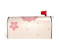 Little Pink Cherry Blossoms It is a Waterproof Fabric Mailbox Cover with a Print on one Side and a Curved Opening on one Side.