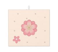 Little pink cherry blossoms Kitchen countertop absorbent mat, single-sided printed 100% polyester with a hanging rope
