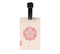 Little Pink Cherry Blossoms Luggage Tag PVC Waterproof Durable Light Bag Tag with Detachable Wristband for Easy Identification
