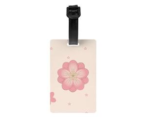 Little Pink Cherry Blossoms Luggage Tag PVC Waterproof Durable Light Bag Tag with Detachable Wristband for Easy Identification