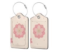 Little Pink Cherry Blossoms Print Luggage Tag Privacy Cover ID Label, with Stainless Steel Loop & Address Card, for Women Travel, Black, 1, simple and stylish