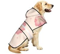 Little pink cherry blossoms Reflective Waterproof Dog Raincoat Jacket, Adjustable Hooded Pet Coat with Leash Hole,for Outdoor Use3XL