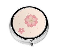 Little Pink Cherry Blossoms Round mini Pill Box, Lightweight and Portable, with 3 Plastic Inserts, Suitable for Carrying in Pockets or Wallets.