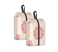 Little Pink Cherry Blossoms Water Resistant Travel Shoe Bag with Handle for Suitcase Sneakers Boots Gym 2PCS