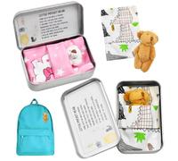 Little Pocket Bear Hug, 2 PCS Pocket Hug Plush Toys Mini Stuffed Worry Bear in a Tin Box Stuffed Animad Bears Doll Key Chain Decoration Tiny Teddy Bears Positive Ornaments Gift for Kids Friend