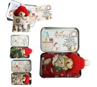 Little Pocket Bear Hug in A Box,Mini Worry Bear in a Tin Box Plush Toy Stuffed Animal B-ear,Mini Stuffed B-ear in a Tin Plush Pocket B-ear for Anti Anxiety Stress Worry Christmas Party Supplies Gift