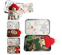 Little Pocket Bear Hug in A Box,Mini Worry Bear in a Tin Box Plush Toy Stuffed Animal B-ear,Mini Stuffed B-ear in a Tin Plush Pocket B-ear for Anti Anxiety Stress Worry Christmas Party Supplies Gift