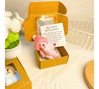 Little Pocket Bear Hug in a Box,Pocket Bear Hug in a Box,Handmade Mini Plush Teddy,Fun Give,for Friends Family Graduation (Pink)