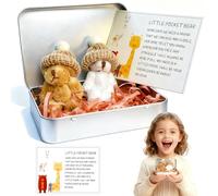 Little Pocket Bear Hug in a Tin Box, 2 Pcs Worry Bear Hug in a Box, Mini Plush Teddy, Good Luck Gifts, First Day at School Gift, Positive Emotional Support Gifts for Women, Christmas Stocking Fillers