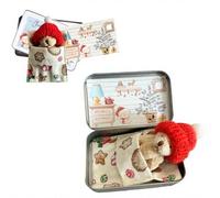Little Pocket Bear Hug in a Tin Box, Christmas Worry Bear Hug in a Box Mini Plush Bears Set with Inspirational Card, Handmade Mini Plush Bears in Boxes for Friends Women Men (White 1pcs)