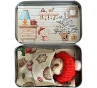 Little Pocket Bear Hug in a Tin Box, Christmas Worry Bear Hug in a Box Mini Plush Bears Set with Inspirational Card,Handmade Stuffed Animals,Encourage Christmas Birthday Gifts for Everyone