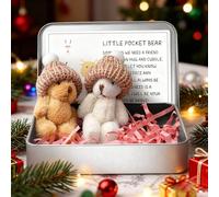 Little Pocket Bear Hug in a Tin Box,Handmade Fuzzy Bear Hug Box Set,Mini Plush Teddy Bears Set with Inspirational Card in Metal Tin Gift Boxes,Christmas Birthday Gift for Families Friends