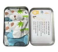 Little Pocket Bear Hug:Mini Bear in a Tin Box.A plush toy stuffed bear, cute doll decoration key chain.Great Christmas, birthday,gifts for women, friends;Get-well-soon gifts for kids. (Red-White)