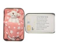 Little Pocket Bear Hug:Mini Bear in a Tin Box.A plush toy stuffed bear, cute doll decoration key chain.Great Christmas, birthday,gifts for women, friends;Get-well-soon gifts for kids. (Blue-White)