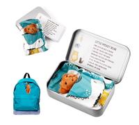 Little Pocket Bear Hug, Mini Teddy Bear in a Tin Box Plush Toy Stuffed Animal Bear Cute Doll Decoration Key Chain Hug Love Token Christmas Birthday Graduation Gifts for Children Women Friend