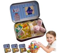 Little Pocket Bunny, Easter Basket Stuffer, Easter Gifts for Kids, DIY Plush Pet Bunny Adoption, Cute Rabbit in Tin Box, Travel Buddy Decorative Boxes (Maxed, 4 Pcs)