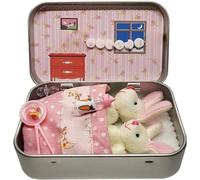 Little Pocket Bunny Easter Gifts, Pocket Bunnies in Tin Box, Cute Easter Bunnies Stuffed Animal in A Box, Bunny Ornament Easter Gifts for Kids (Pink)