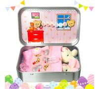 Little Pocket Bunny in Box,2026 New Miniature Bunny in a Tin,Easter Basket Stuffer, Cute Easter Gifts DIY Pet Bunny Adoption, Easters Baskets Decorative Boxes, Personalised Mini Plush House (Pink)