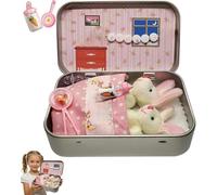 Little Pocket Bunny in Box, Mini Hug, Easter Basket Stuffer, Cute Easter Gifts DIY Pet Bunny Adoption, Easters Baskets Decorative Boxes, Personalised Mini Plush House (Pink,1)