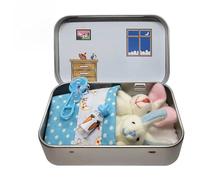 Little Pocket Bunny, Personalized Mini Bunny Pocket Hug Gift with Greeting Card and Box, Easter Basket Stuffer, Cute Plushies Easter Bunny Gift for Family and Friends, Anxiety Comfort (Blue)