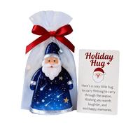 Little Pocket Christmas Hug Cute Santa Claus Mini Charm Ornaments Xmas Pocket Hug Gifts with Encouragement Cards Mini Santa Ornament Set Festive Keepsake for Friends Family and Kids (Blue)
