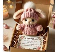 Little Pocket Easter Bunny Hug With Uplifting Card,Mini Bunnies in Box,4 Colors Mini Bunny Hug Cute Easter Gift,Handmade Plush Pocket Hug Rabbit Doll,Suitable for Valentine's Day,Easter (Pink)