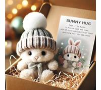Little Pocket Easter Bunny Hug With Uplifting Card,Mini Bunnies in Box,4 Colors Mini Bunny Hug Cute Easter Gift,Handmade Plush Pocket Hug Rabbit Doll,Suitable for Valentine's Day,Easter (Gray)