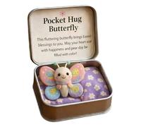 Little Pocket Easter Doll Hug in a Tn Box, Mini Felt Jesus Bunny Chick Lamb Pocket Box, Handmade Felt Animal Doll with Inspirational Card, Funny Easter Basket Stuffer for Family Friends