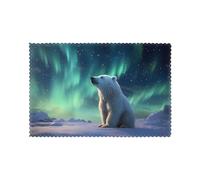 Little Polar Bear Placemats 6-Piece Set - 12"x18" Hotel Banquet Table Mats, Suitable for Restaurant, Home, Party Decoration
