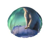 Little Polar Bear Women's shower cap, waterproof, reusable, with washable elastic cord, suitable for long hair and braids, ideal for showering.