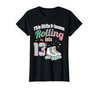 Little Princess Rolling Into 13 Roller Skates 13th Birthday T-Shirt