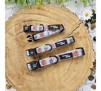 Little Pumpkin Bear Cub Pet Pooch Boutique Dog Collar, Padded, Adjustable, Cream Stone XS-M (Medium 32-50cm / 12.5-19.5 inch. 2cm wide)